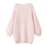 V-neck Backless Lace-up Midi Sweater For Women