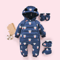 Down jacket plus velvet baby romper jumpsuit