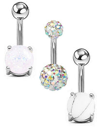 Nail zircon belly button ring set combination