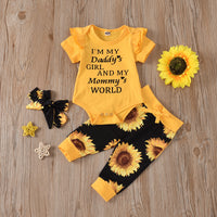 Sunflower pants + three piece Scarf Set