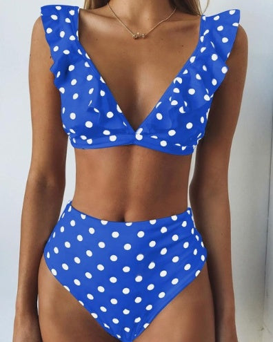 new hot Dot Floral border high waist swimsuit Beachwear swimsuit for women