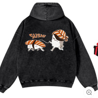 Pure Cotton Washed Vintage Hooded Sweatshirt With Double-layer Hood