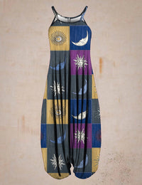 Printed Harem Hanging Crotch Jumpsuit