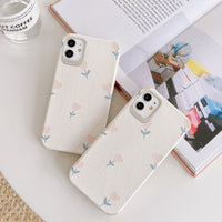 Lambskin pattern love small flower phone case