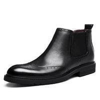 Autumn And Winter Leather Martin Boots Men's Block Carving