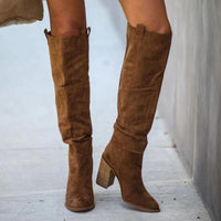 Over The Knee Round Head Suede Thick Heel Fashion Sleeve Boots