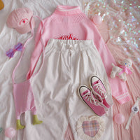 Strawberry pink soft girl sweater