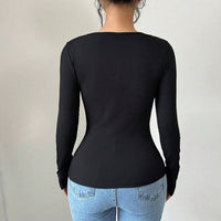 Simple Slim-fit Crew-neck T-shirt For Fallwinterversatile And Perfect As A Base Layer