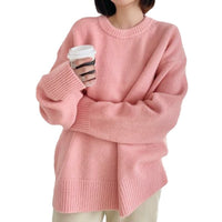 Retro Lazy Style Solid Color Pullover Soft Glutinous All-matching Sweater