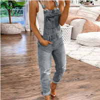 Hole washed slim fit Jumpsuit