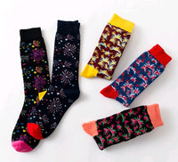 autumn and winter women's socks, tube art fireworks, national wind painting, female socks, cotton personality, colorful socks, female new