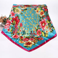 Spring And Autumn Women's Printed 90 Large Kerchief Artificial Silk Floral Scarf