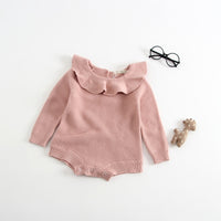 Baby Onesies Autumn And Winter Knitwear Baby Romper Turn-up Doll Collar Sweater
