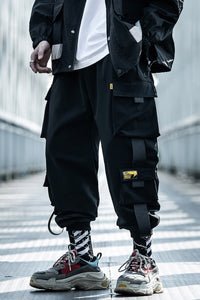 Loose Tide Brand Black Paratrooper Casual Pants Ins Beam Overalls