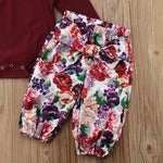Printed jumpsuit pants headband three-piece