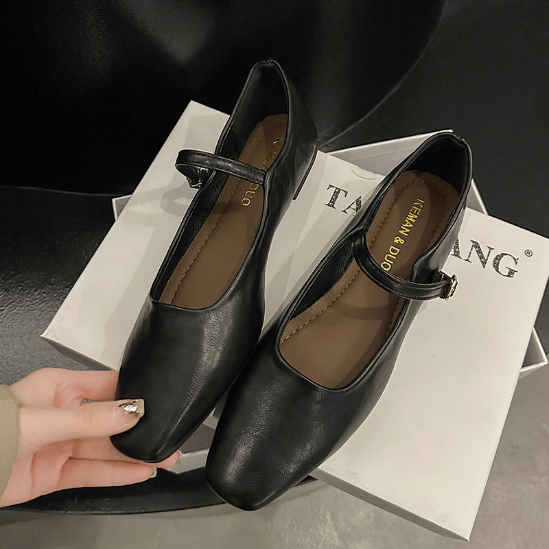 Korean Style Fairy Flat Heel Mary Jane Leather Shoe