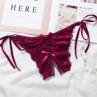 Lace-up thong lace lace-up panties