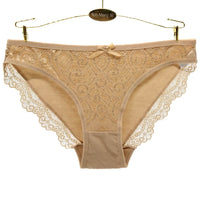 Women's solid color cotton lace panties