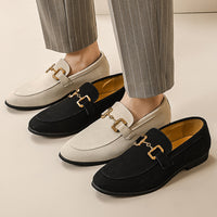 Men's Plus Size British Metal Buckle Casual Leather Shoes