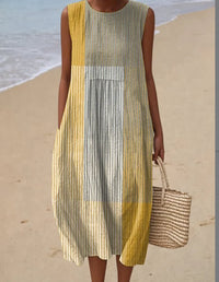 Printed Round Neck Pullover Patchwork Women's Dress