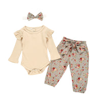 Cotton Khaki Jumpsuit Suit Baby One-piece Pants Printed Trousers Headdress