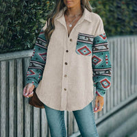 Ethnic Lapel Multi-color Coat Women's Lazy