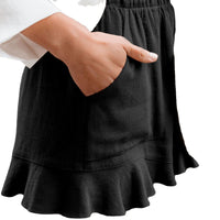 Women's Casual Solid Color High Waist Pleated Loose Straight Leg Pants