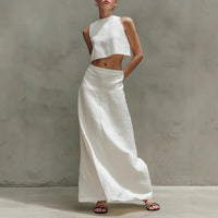 Summer Stylish Slimming Sleeveless Maxi Dress Elegant Two-Piece Set