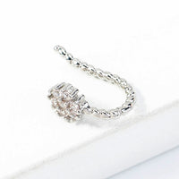 Miniature Zircon Rhinestone studs simple creative round flower nose ring accessories female