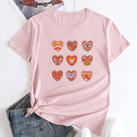 Women's Fashion Letter Print Cotton Round Neck Short Sleeve
