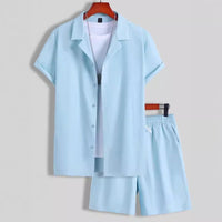 Short Sleeve Cuban Collar Men's Sport Suit