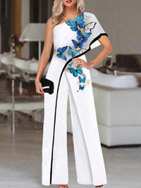 Women's Slimming Printed Fashion Color Contrast Jumpsuit