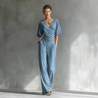 Stylish Elegant Off-Shoulder V-Neck Slim-Fit Jumpsuit For Women