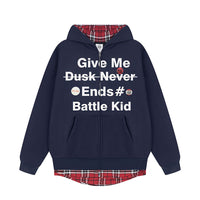 Retro Fake Two-piece Letter Splicing Plaid Hooded Sweater