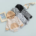 Plaid Long Sleeve Hooded Panda Bag Romper