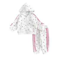 Girls' Warm Hoodie Jacket Trousers Suit