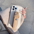High Luxury Milk Apricot Twist Leather Wristband Phone Case