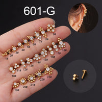 16G Pure Stainless Steel Diamond Inner Tooth Lip Nail Ear Bone Nail