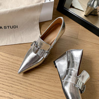 Inside And Outside Leather 65 European And American Belt Buckle Pumps High Heel