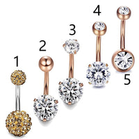 Stainless Steel Zircon Rose Gold Belly Button Ring Set