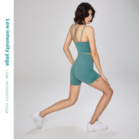 New Nude Feel One-piece Pleated Yoga Shorts High Waist Hip Lift