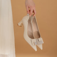 Square Buckle Rhinestone Thick Pointed High Heel Shoes