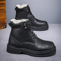 Mens Warm Winter Western Cowboy Boots With Thick Sole In A Retro Style