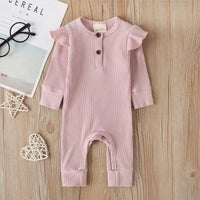 Baby Casual Rompers Jumpsuit Children's New Baby Sunken Stripe Girls' Long-sleeved Jumpsuit