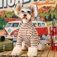 Cat's Two-piece Striped High-neck Bottom Shirt