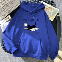 European And American Street Coffee Cat Cartoon Print Sweatshirt