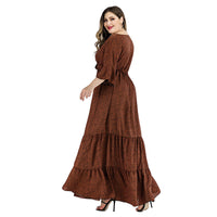 V-neck Flared-sleeve Middle Eastern Export Pleated Skirt