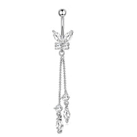 Butterfly Heart Zircon Minimalist Navel Piercing Jewelry
