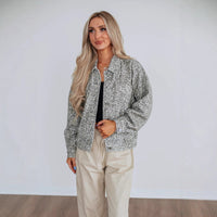 Fashionable All-match Loose Washed-out Printed Coat Denim Jacket