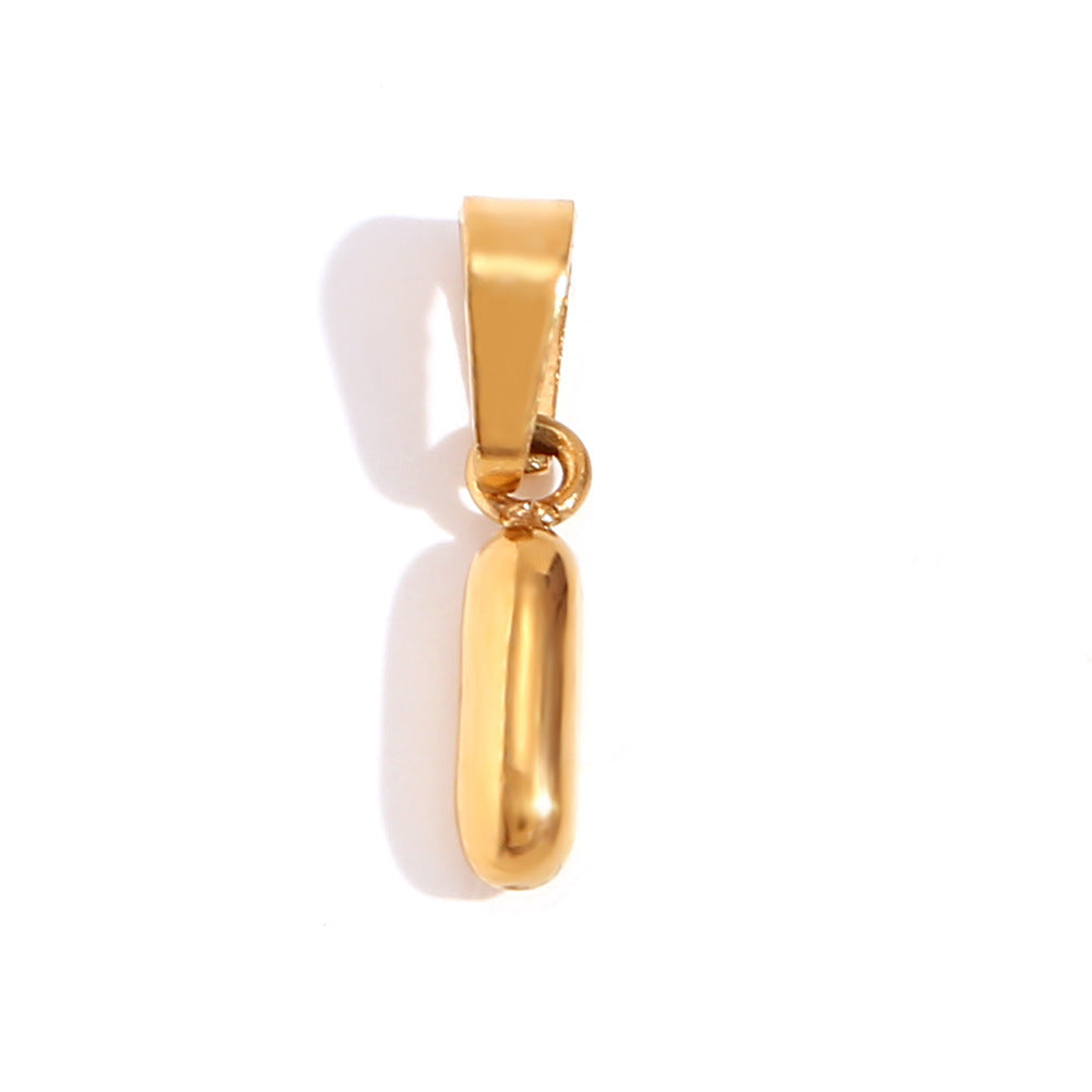 Minimalist Temperament Stainless Steel Plated 18K Gold Mini Bubble Letter Pendant